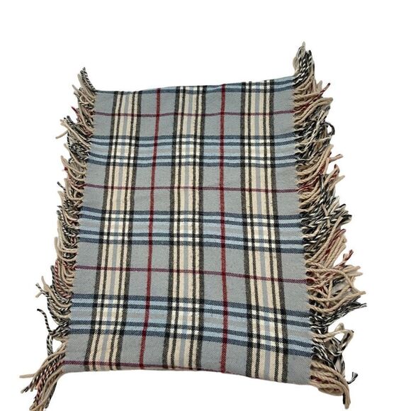 V Fraas‎ Ladies Blue Plaid Fringe End Scarf Cashmink - Picture 2 of 6